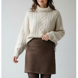 Suede Confort Absolu Paris Brown Suede & Stretch High Waisted Skirt